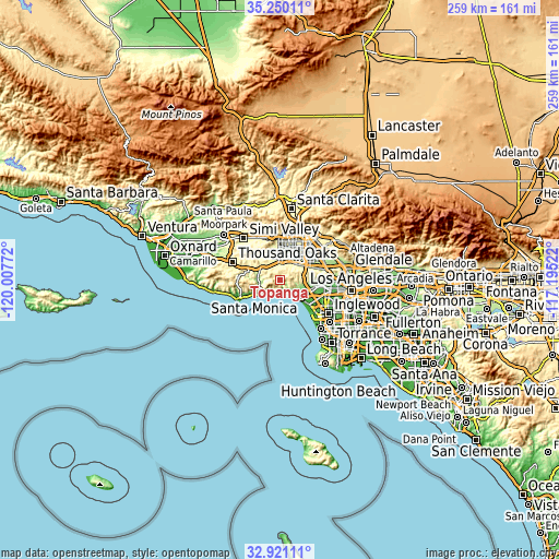 Topographic map of Topanga