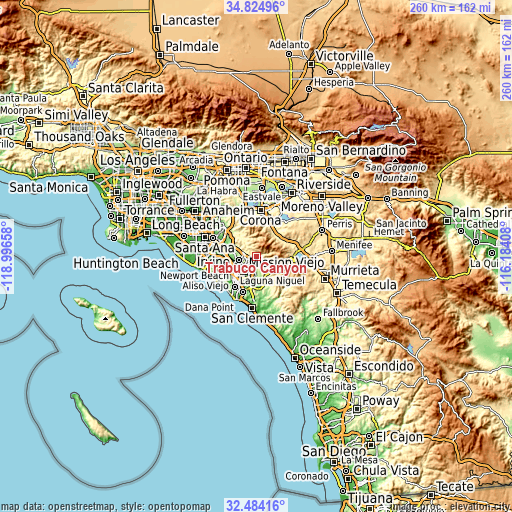 Topographic map of Trabuco Canyon