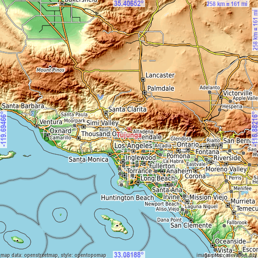 Topographic map of Tujunga