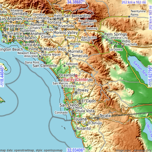 Topographic map of Valley Center