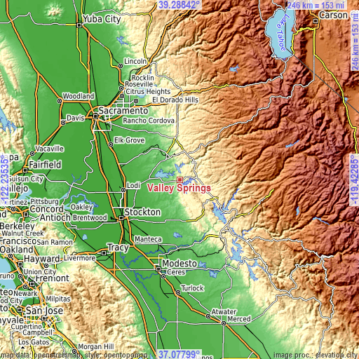 Topographic map of Valley Springs