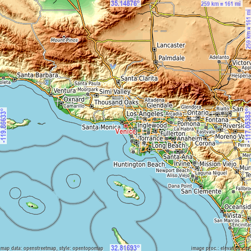 Topographic map of Venice