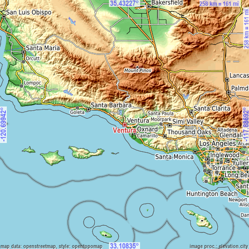Topographic map of Ventura