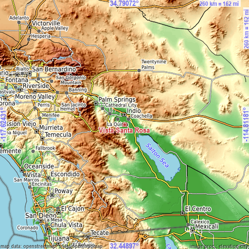 Topographic map of Vista Santa Rosa