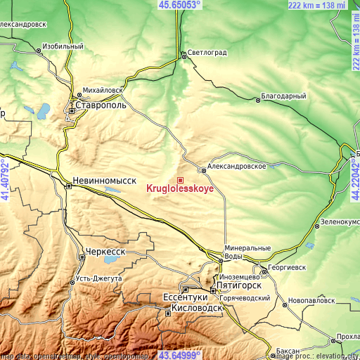 Topographic map of Kruglolesskoye