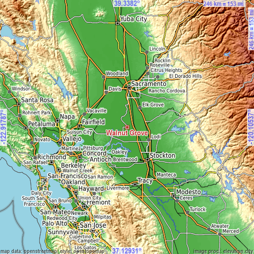 Topographic map of Walnut Grove