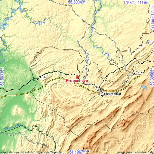 Topographic map of Kropachëvo