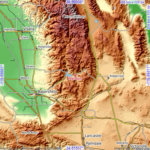 Topographic map of Weldon