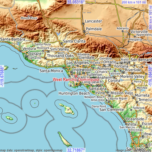 Topographic map of West Rancho Dominguez