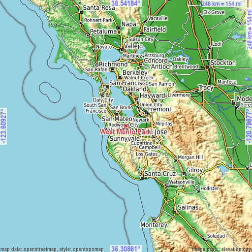 Topographic map of West Menlo Park