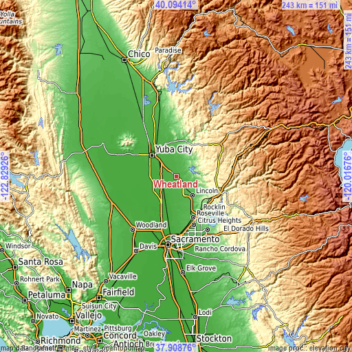 Topographic map of Wheatland