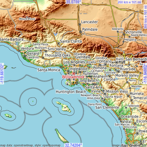 Topographic map of Willowbrook