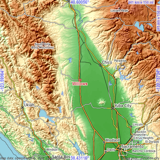 Topographic map of Willows