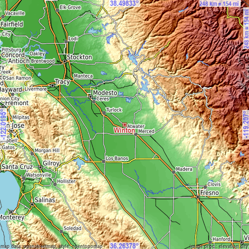 Topographic map of Winton