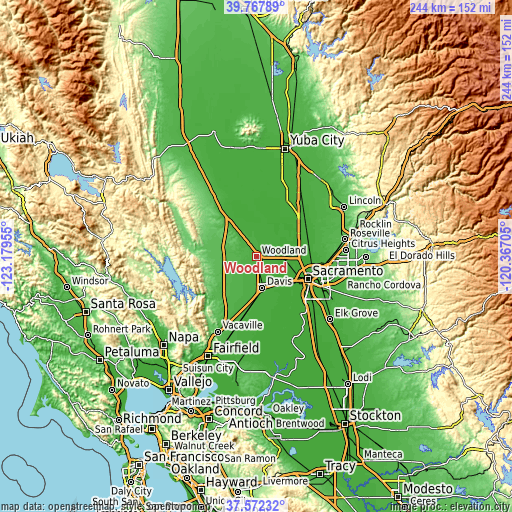 Topographic map of Woodland