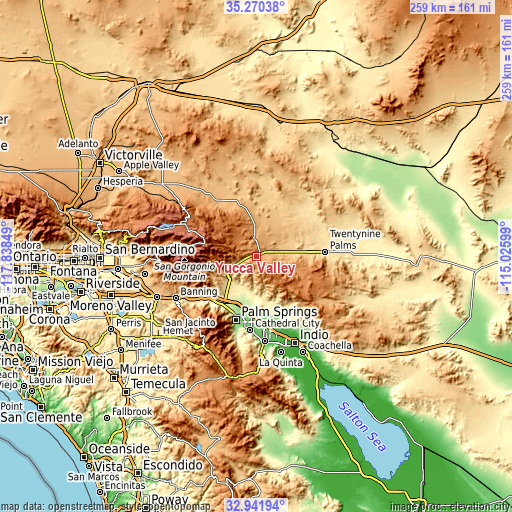 Topographic map of Yucca Valley