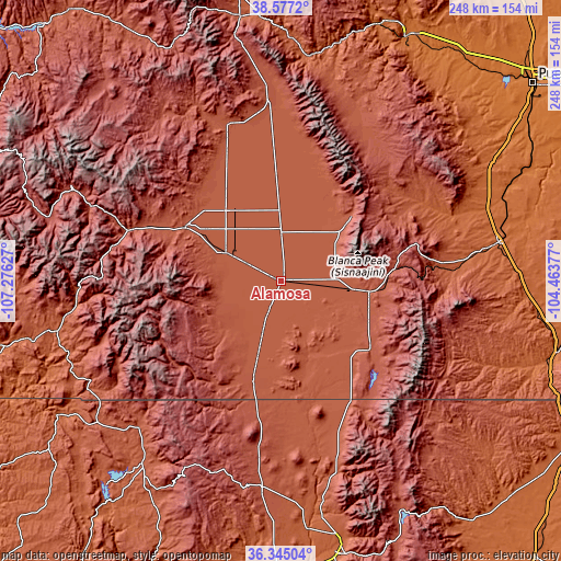 Topographic map of Alamosa