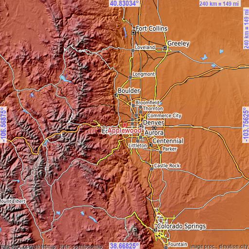 Topographic map of Applewood