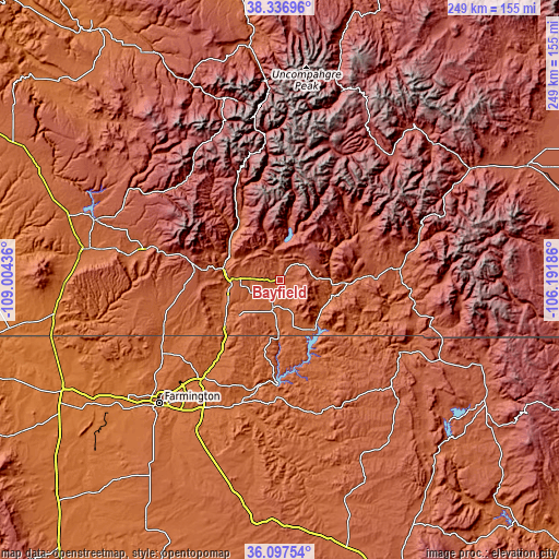 Topographic map of Bayfield