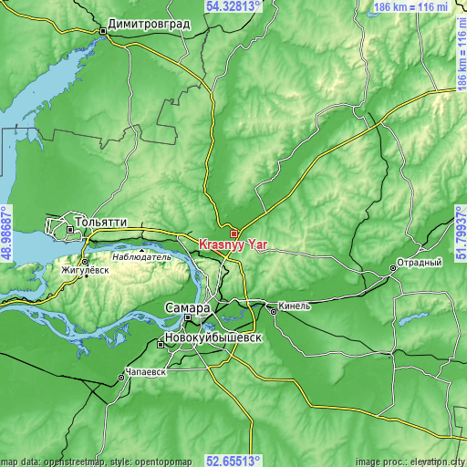 Topographic map of Krasnyy Yar