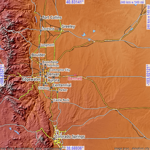 Topographic map of Bennett