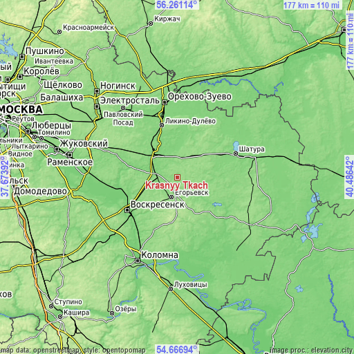 Topographic map of Krasnyy Tkach