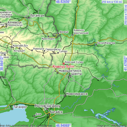 Topographic map of Krasnyy Sulin
