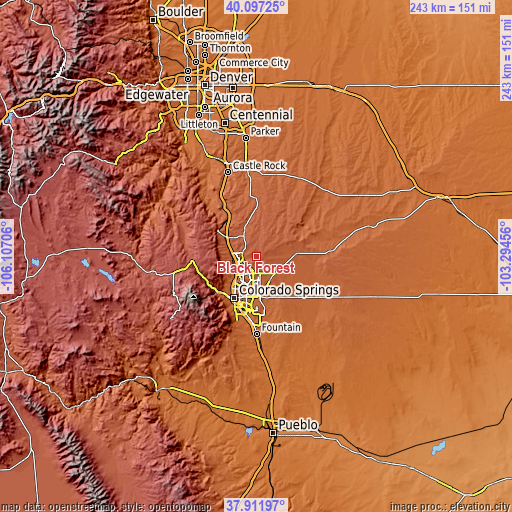 Topographic map of Black Forest