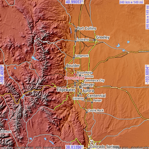 Topographic map of Broomfield