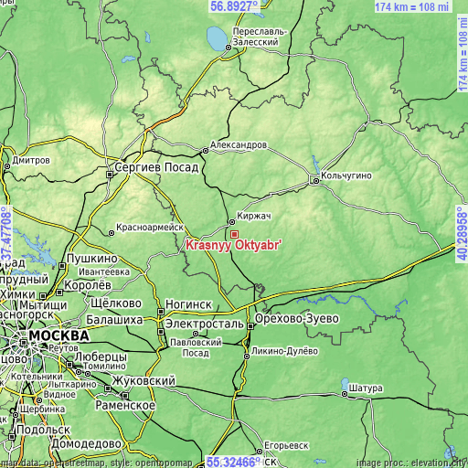 Topographic map of Krasnyy Oktyabr’