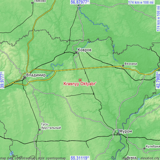 Topographic map of Krasnyy Oktyabr’
