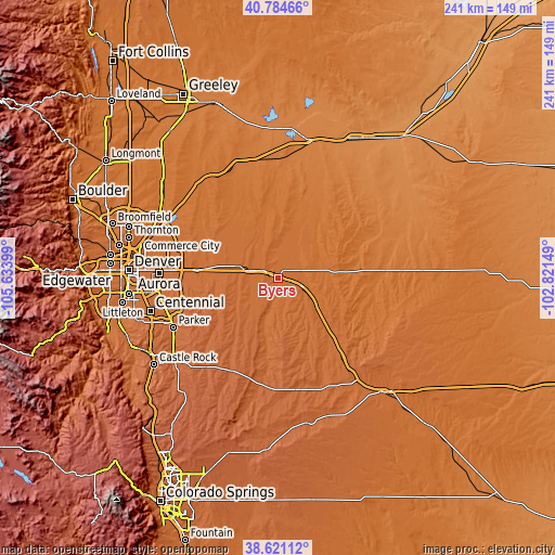 Topographic map of Byers