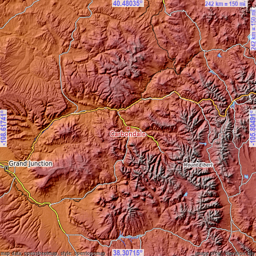 Topographic map of Carbondale