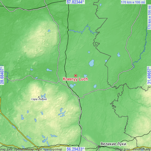 Topographic map of Krasnyy Luch