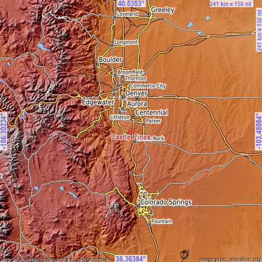 Topographic map of Castle Pines