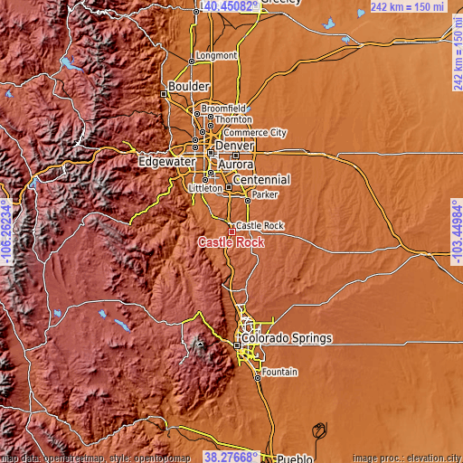 Topographic map of Castle Rock