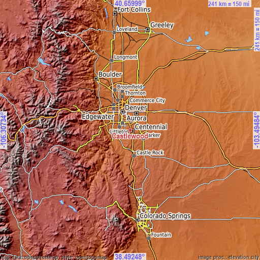 Topographic map of Castlewood