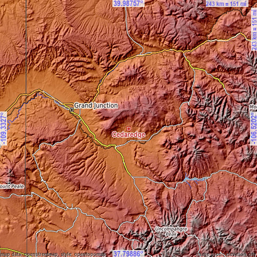 Topographic map of Cedaredge