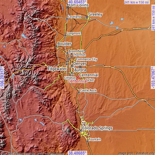 Topographic map of Centennial