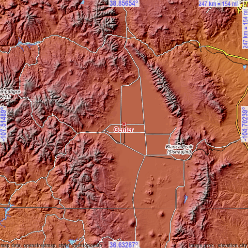 Topographic map of Center