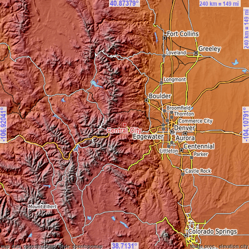 Topographic map of Central City