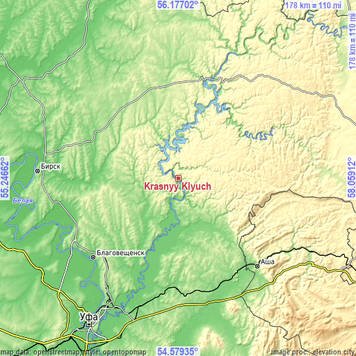 Topographic map of Krasnyy Klyuch