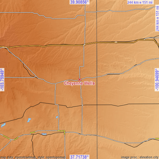 Topographic map of Cheyenne Wells