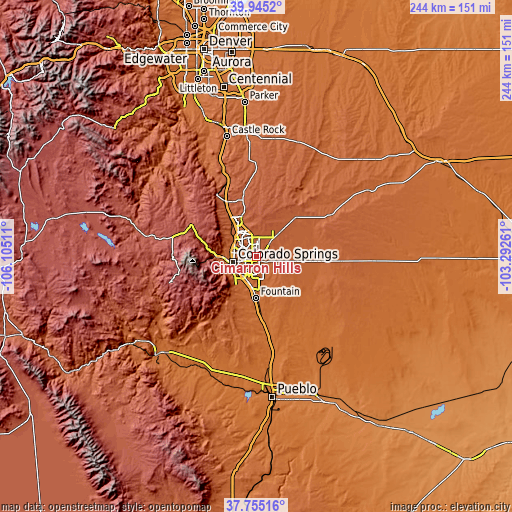 Topographic map of Cimarron Hills