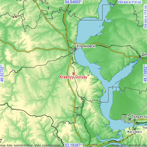 Topographic map of Krasnyy Gulyay