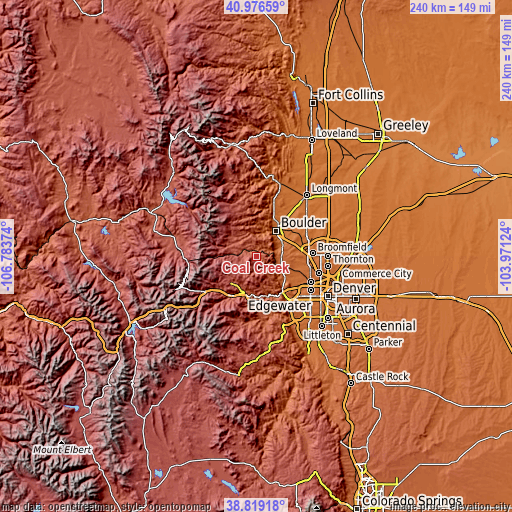 Topographic map of Coal Creek