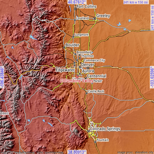 Topographic map of Columbine Valley