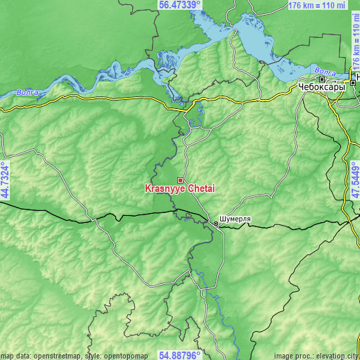 Topographic map of Krasnyye Chetai