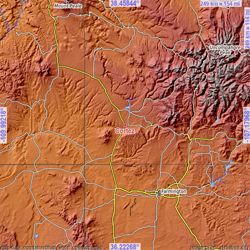 Topographic map of Cortez