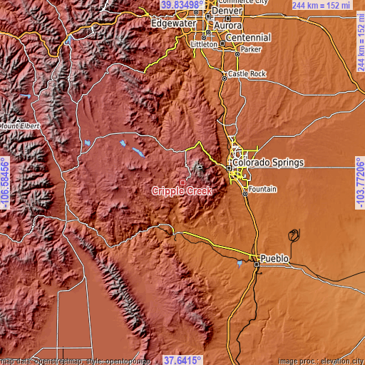 Topographic map of Cripple Creek